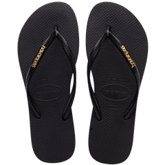 Women's Slim Logo Metallic Flip Flops