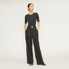 The Short-Sleeve Crew Neck Bodysuit | Black | Thong