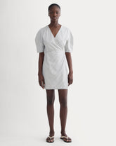 The Seersucker Mini Wrap Dress | Dutch Blue / Natural