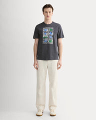 The Everlane x Parks Project Essential Organic Crew | Forged Iron / Natural / Granada Sky Blue / Green