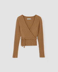 The Cozy Rib Wrap Top | Cappuccino