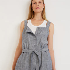The Linen Jumpsuit | Canvas Tan / Navy