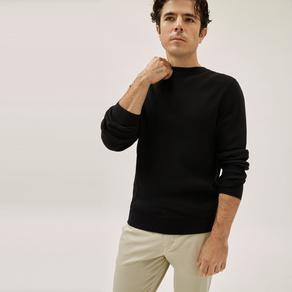 The Waffle Long-Sleeve Crew Tee | Black