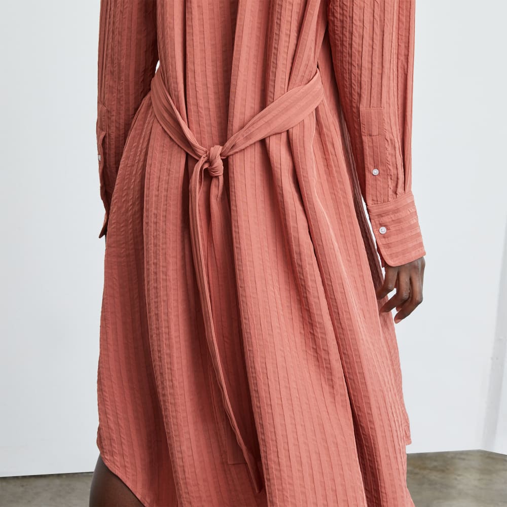 The City Stripe Draped Shirt Dress | Redwood