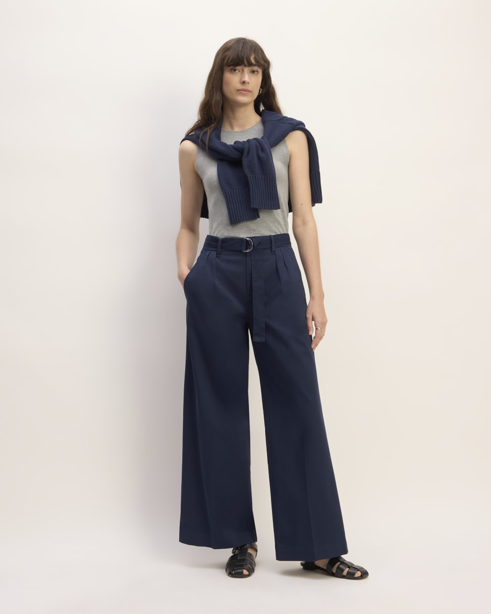 The Pleated Wide-Leg Chino | Navy