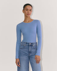 The Luxe Rib Long-Sleeve Crew | Bluebell