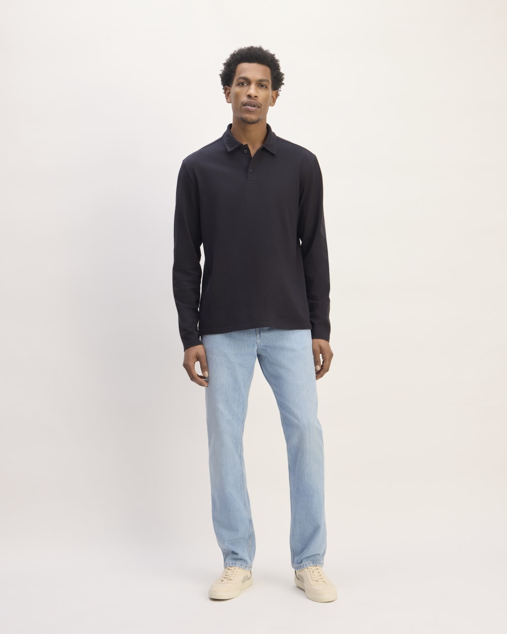 The Premium Weight Long-Sleeve Polo | Deep Navy