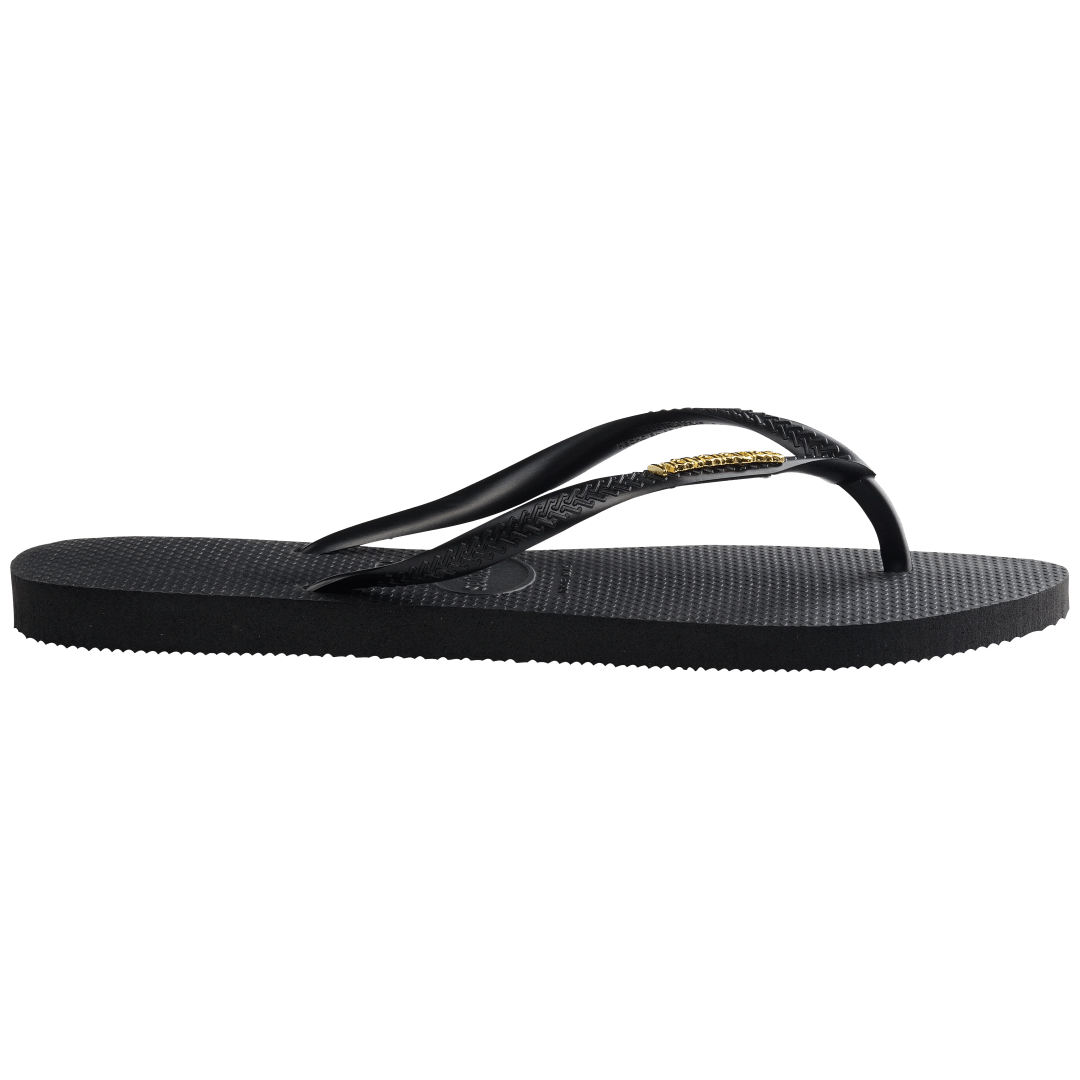 Women's Slim Logo Metallic Flip Flops