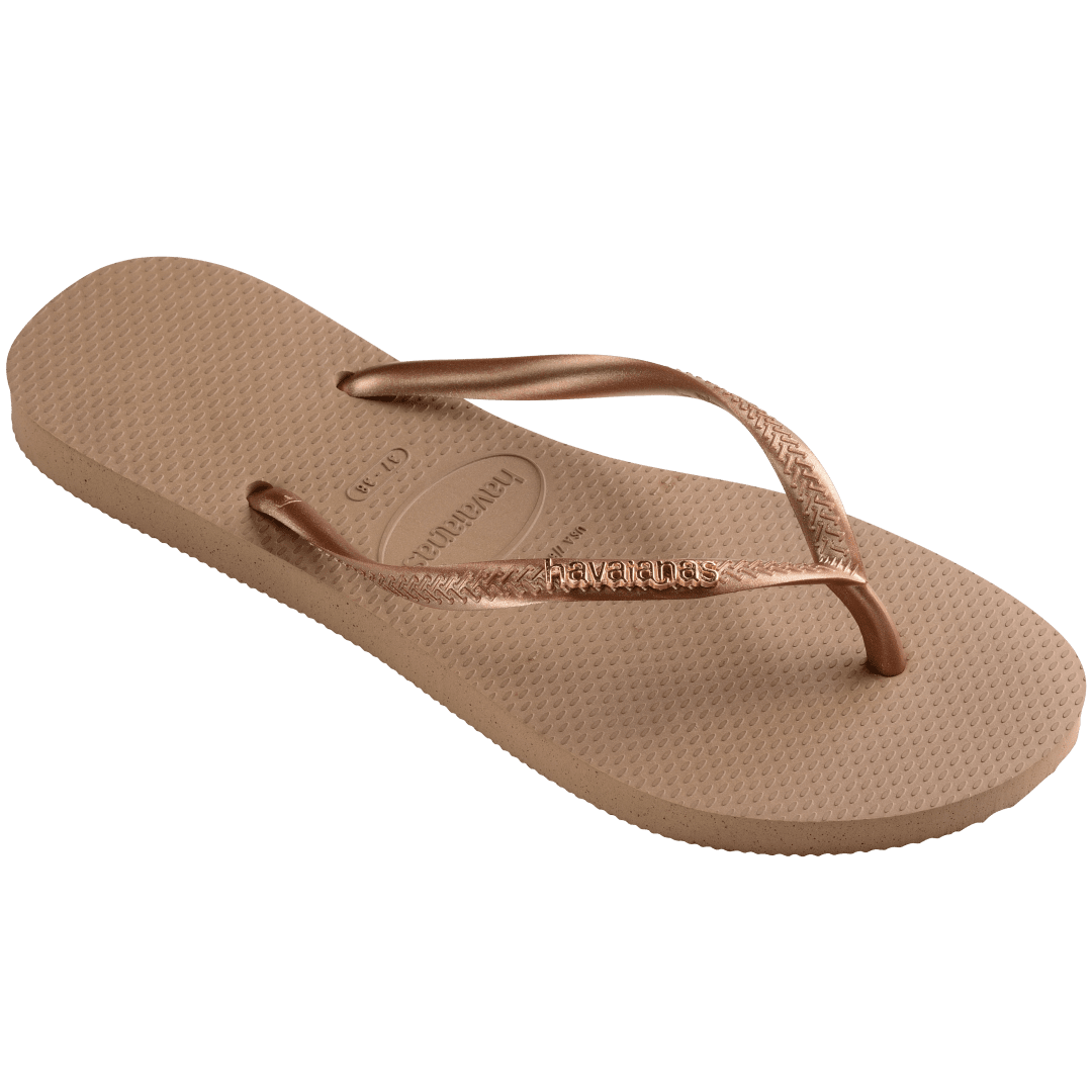 Women's Slim Logo Metallic Flip Flops