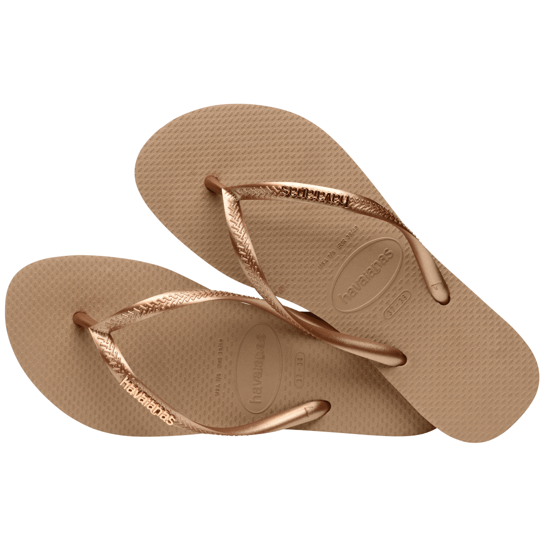 Women's Slim Logo Metallic Flip Flops