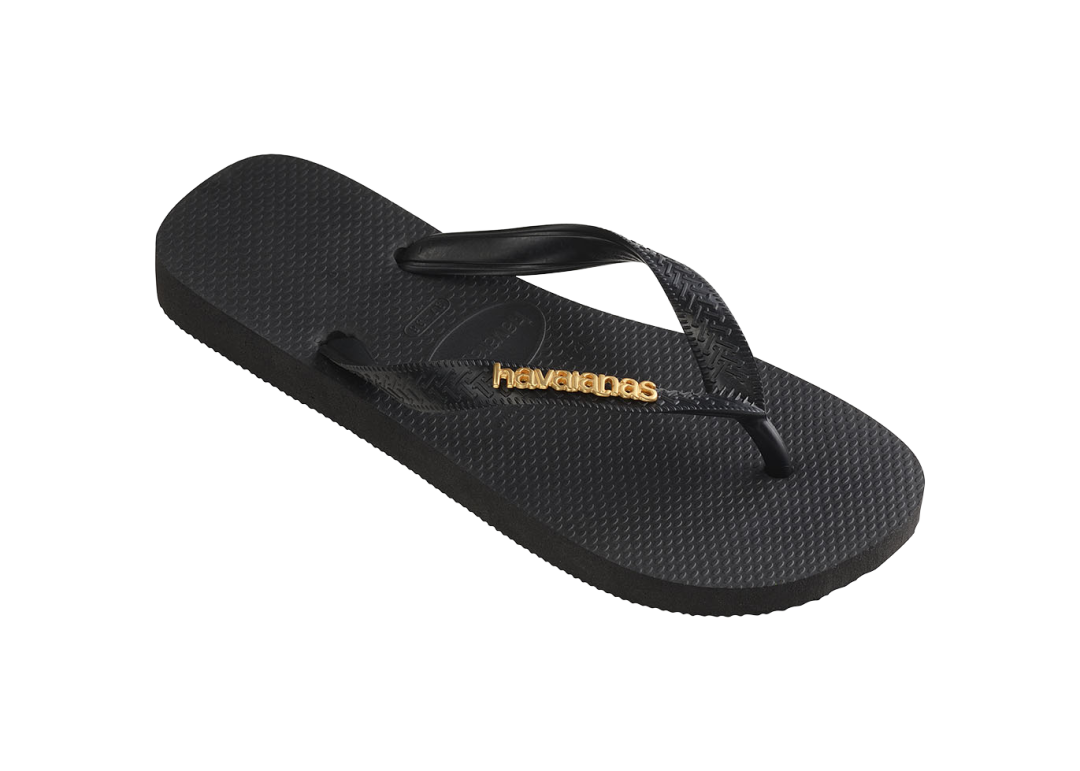 Women's Top Logo Metallic Flip Flops