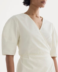 The Seersucker Mini Wrap Dress | Bone