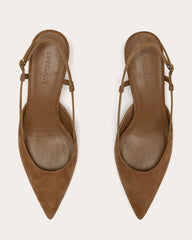 The Studio Slingback Heel | Saddle Brown Suede