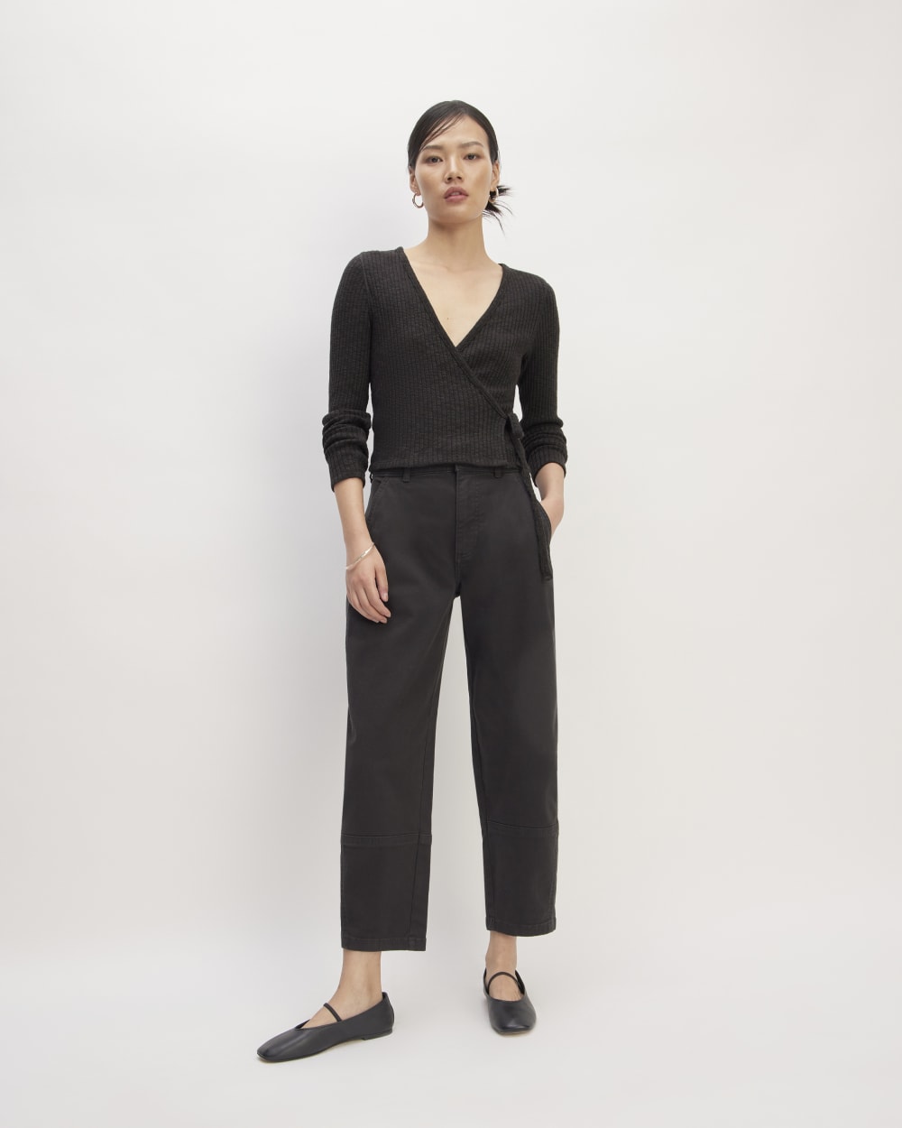 The Cozy Rib Wrap Top | Black