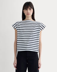 The Oversized Muscle Tee | Bone / Black