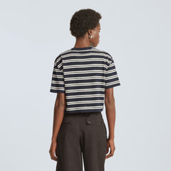 The Organic Cotton Cropped Tee | Navy / Tan