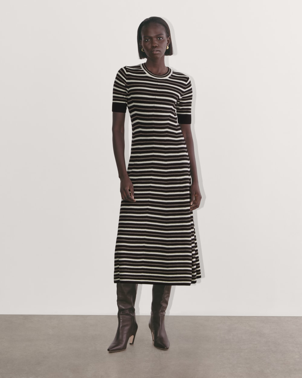 The Ribbed Sweater Dress | Taupe / Canvas / Black