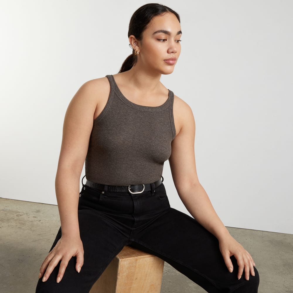 The Pima Micro-Rib Short Tank | Heathered Fatigue