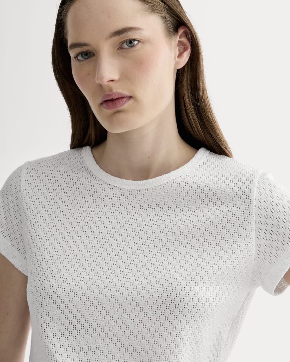 The Pointelle Short-Sleeve Tee | White
