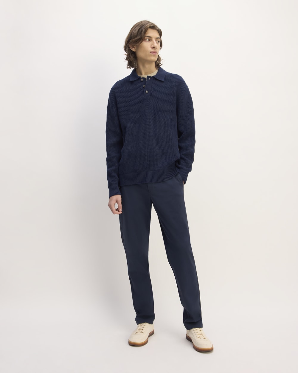 The Cotton Chunky Rib Polo | Navy