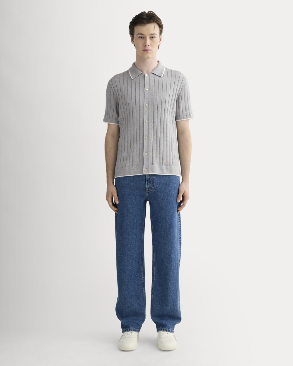 The No-Sweat Button-Down Polo | Heather Grey