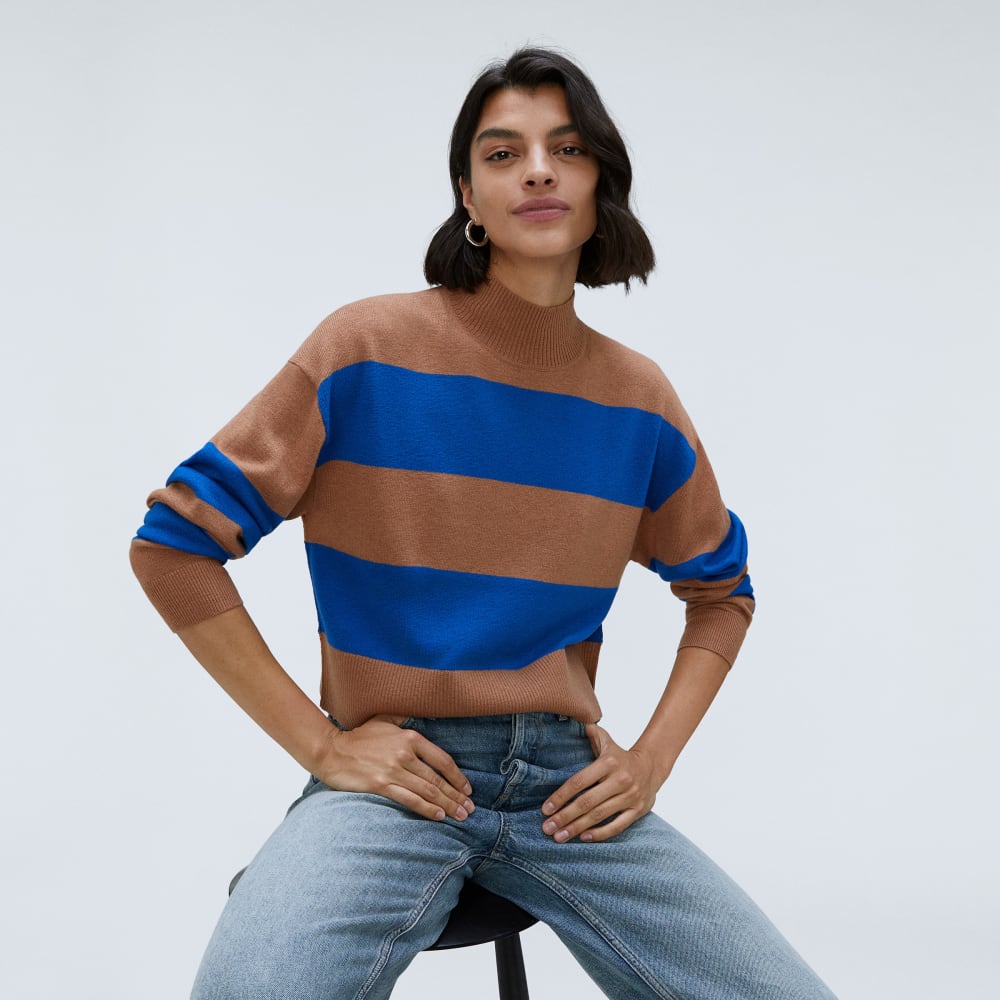 The Luxe Merino Turtleneck | Sahara / Lapis Blue