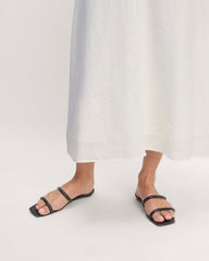 The Linen Halter-Neck Dress | White