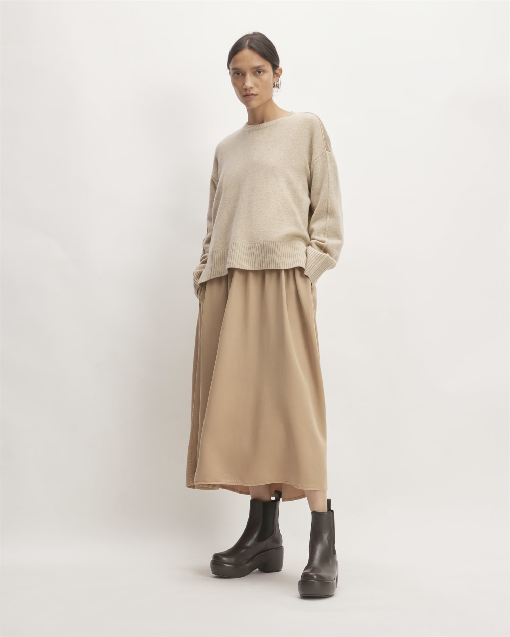The Good Merino Wool Crewneck Sweater | Light Camel / Dark Oat