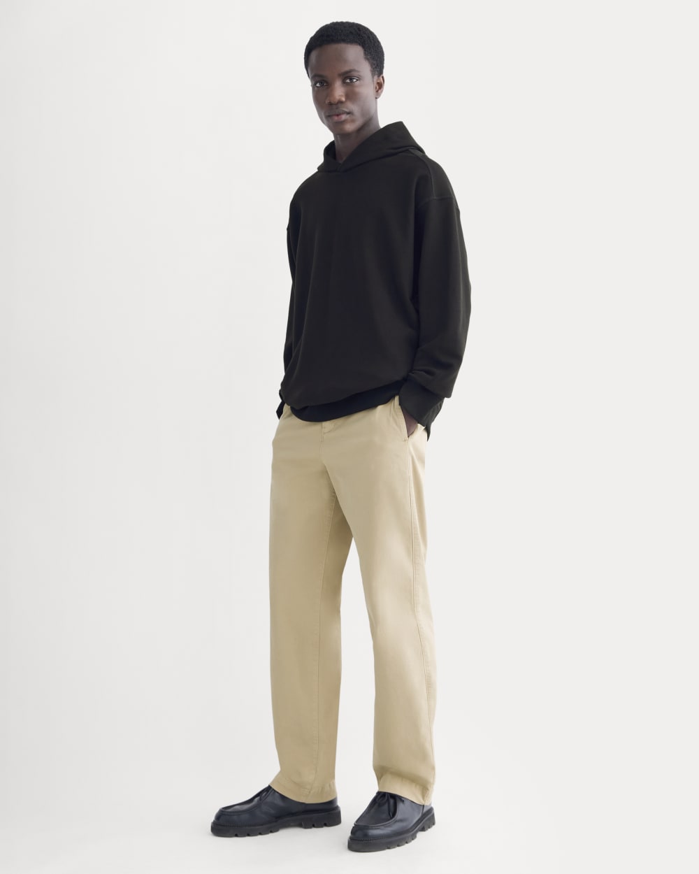 Twill Terry Jacquard Hoodie | Black