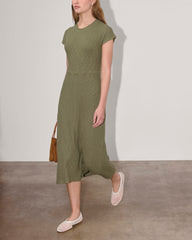 The Rib-Knit Cap-Sleeve Midi Dress | Kalamata